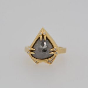 One of a Kind, 18K Rose Cut Gray Diamond Ring
