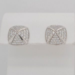 One of a Kind, 14K Pavé Diamond Pyramid Post Earrings