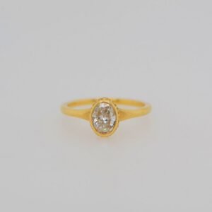 One of a Kind, 18K Oval Hidden Halo Diamond Ring