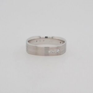 One of a Kind, 14K Square Brushed Diamond Band