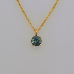 14K Montana Sapphire Solitaire Pendant