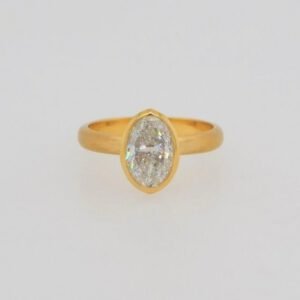 One of a Kind 18K Bezel Set Oval Diamond Solitaire Ring