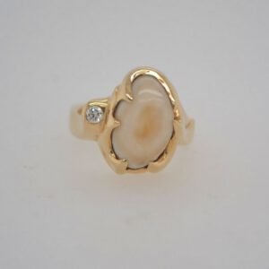 14K Prong Elk Ivory Diamond Ring