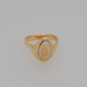 14K Curved Bezel Set Elk Ivory Ring