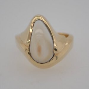 14K Grooved Elk Ivory Ring