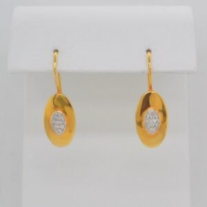 14K Pavé Diamonds Oval Earrings