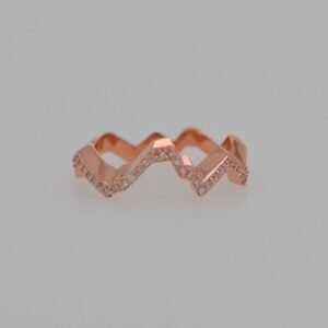 14K Rose Gold Snowy Diamond Teton Silhouette Ring