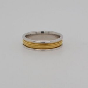 Platinum/18K Grooved Band