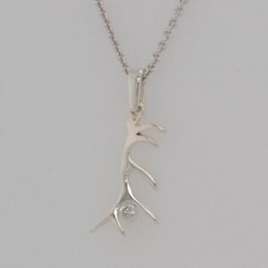 Sterling Silver Diamond Antler Pendant