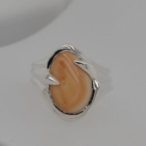 Sterling Silver Two Prong Elk Ivory Ring