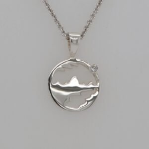 Sterling Silver Diamond Teton Cut Out Pendant
