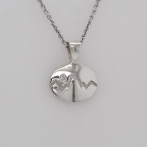 Sterling Silver Diamond Teton Oval Pendant