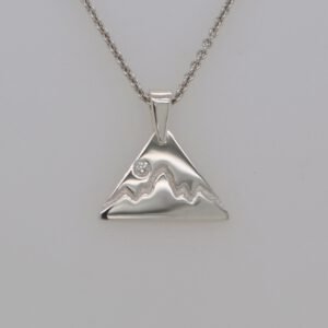 Sterling Silver Diamond Teton Triangle Pendant