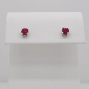 14K White Gold Ruby Earrings