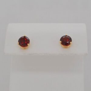14K Yellow Gold Garnet Posts