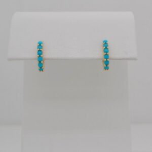 14K Turquoise Hinged Hoops