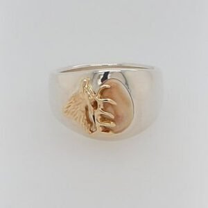 Sterling Silver/14K Elk Head Elk Ivory Ring