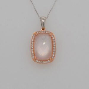 14K Mother-of-Pearl and Diamond Halo Pendant