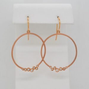 14K Diamond Open Circle Earrings
