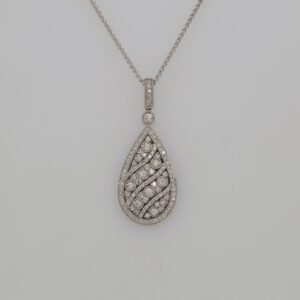 14K Diamond Waves Pear Shaped Pendant