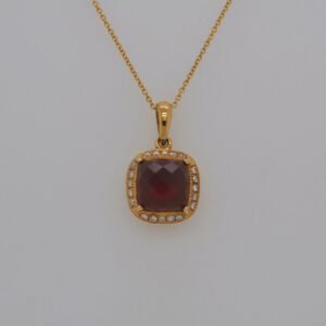 14K Garnet and Diamond Pendant