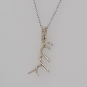 14K White Gold Antler Pendant