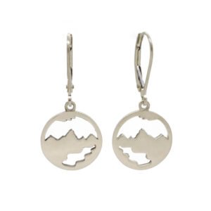 14K White Gold Teton Cut Out Medium Dangle Earrings