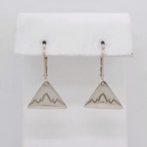14K White Gold Teton Medium Triangle Dangle Earrings