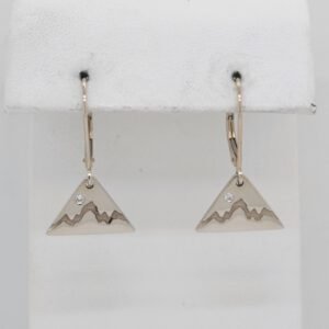 14K White Gold Diamond Teton Triangle Dangle Earrings