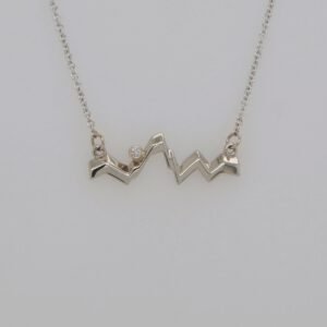 14K White Gold Diamond Teton Silhouette Necklace