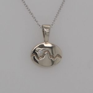 14K White Gold Diamond Teton Oval Pendant