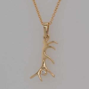 14K Diamond Antler Pendant