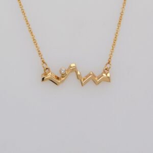 14K Yellow Gold Diamond Teton Silhouette Necklace