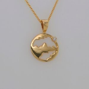 14K Yellow Gold Diamond Teton Cut Out Pendant