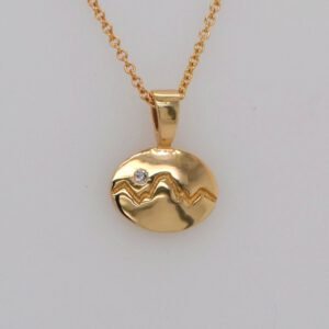 14K Yellow Gold Diamond Teton Oval Pendant