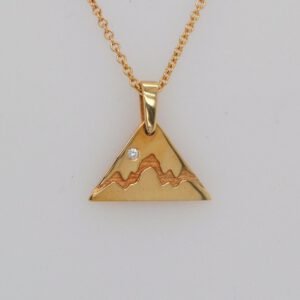 14K Yellow Gold Diamond Teton Triangle Pendant
