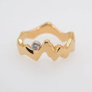 14K Yellow Gold Diamond Teton Silhouette Wide Band