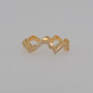 14K Yellow Gold Snowy Diamond Teton Silhouette Ring