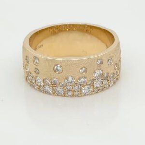 14K Confetti Diamond Wide Brushed Band