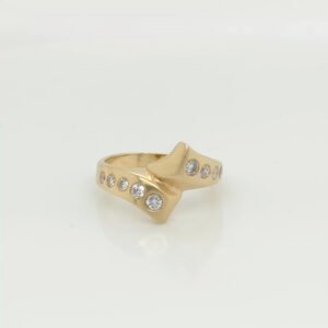One of a Kind 14K Flush Set Diamond Sculpted Ring