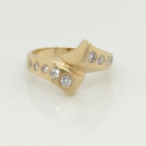 One of a Kind 14K Flush Set Diamond Sculpted Ring