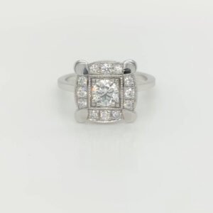 14K Diamond Square Halo Ring