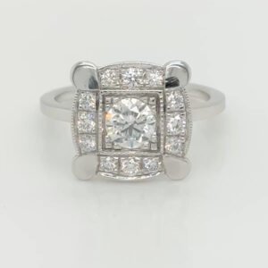 14K Diamond Square Halo Ring