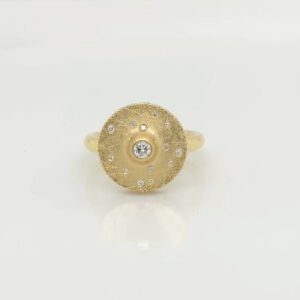 One of a Kind, 18K Round Diamond Textured Ring