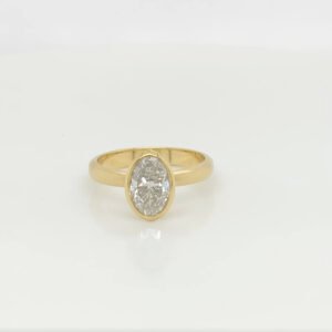One of a Kind 18K Bezel Set Oval Diamond Solitaire Ring