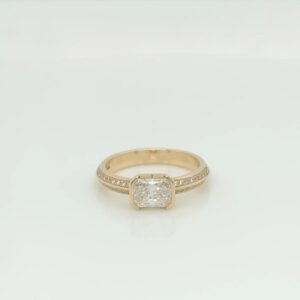 One of a kind 14K Radiant Diamond Ring