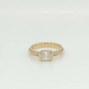 One of a kind 14K Radiant Diamond Ring
