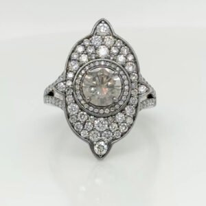 18K Gray Diamond Vintage Pavé Ring