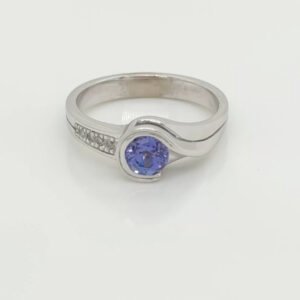 14K Tanzanite & Diamond Asymmetric Ring