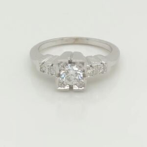 One of a Kind, 14K Square Art Deco Diamond Ring